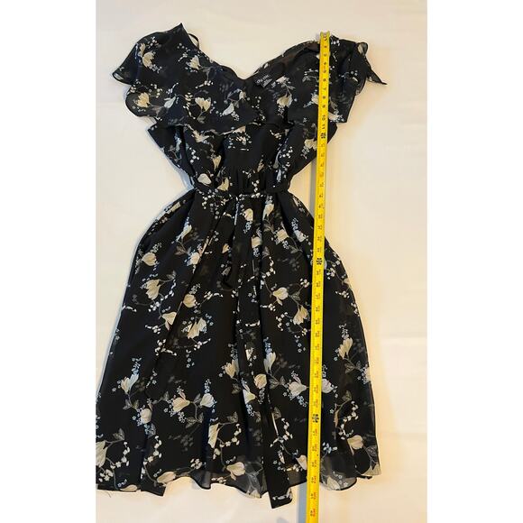 City Chic Floral V-Neck Midi Dress Womens 18 Whimsigoth Fairy Cottagecore Black - Picture 4 of 16